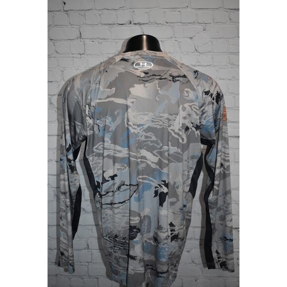 Under Armour Fishing Shirt Mens Size Gray Camo Blue Camping Hiking Polyester - Picture 5 of 8